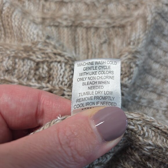 Jason Maxwell Large Heathered Tan White Open Longsleeve Fall Cardigan Sweater - Picture 10 of 10